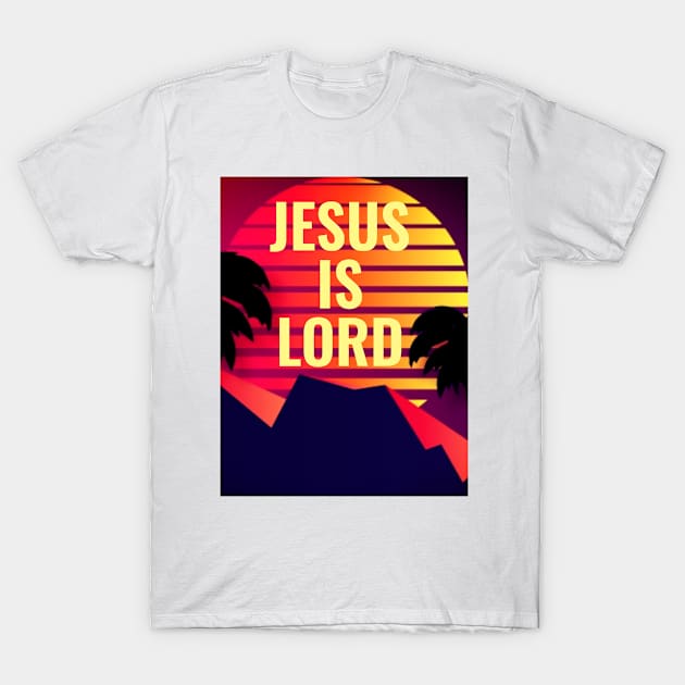 Jesus Is Lord Vintage Retro Sunset - Christian T-Shirt by ChristianShirtsStudios
